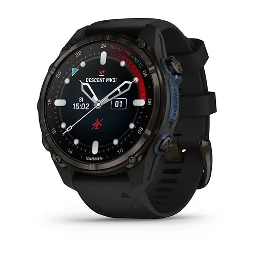 Смарт-часы Garmin Descent Mk3i 43 мм серый карбон DLC титановый с черным силиконовым ремешком