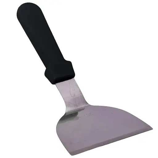 Шпатель скребок лопатка для тіста з нержавіючої сталі із пластиковою ручкою 25 см, Kitchen Master Чорний 85763 - фото 2