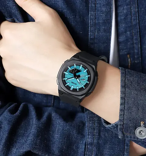 Годинник чоловічий наручний Skmei 2091 (Чорний/Блакитний/Чорний) - фото 5