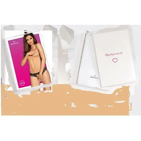 Мереживні танга з доступом Obsessive Contica crothchles Thong L/XL, чорні - фото 8