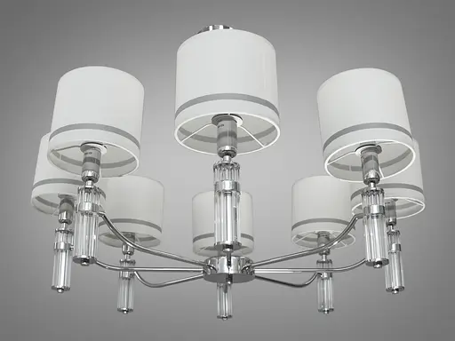 Современная, стильная качественная люстра с абажурами из ткани на восемь рожков. - фото 1