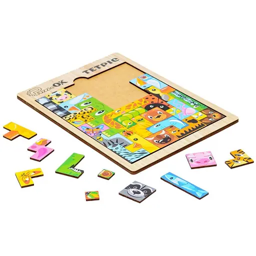 Розвиваюча іграшка PuzzleOK Тетріс Тварини Puz-22924 дерев'яна - фото 2