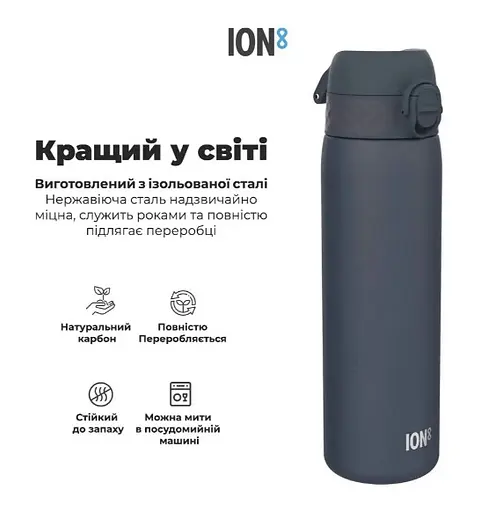 Пляшка для води ION8 металева вакуумна 920 мл Vacuum Insulated Ash Navy (I8TS1000ANAVY) - фото 6