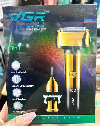 Бритва тример 3 в 1 VGR V-367 акумуляторна для стрижки волосся бороди окантовки 5 Вт - фото 8