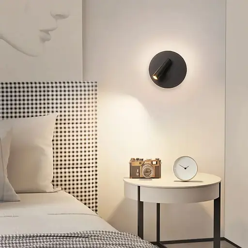 Чорне бра зі спотом у круглому корпусі Ø 20 см Line F Арт. WJ034/200 BK - фото 1