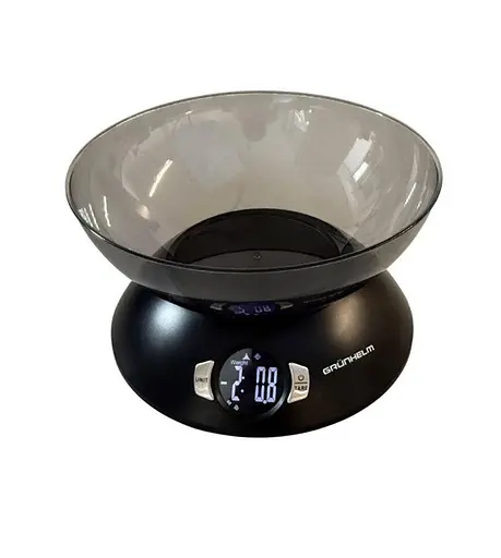 Кухонные настольные электронные весы Grunhelm KES-501SB для взвешивания продуктов с чашей до 5кг весы для дома Черный - фото 1
