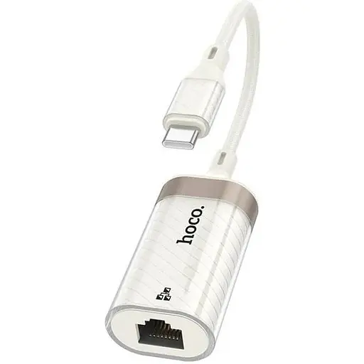 Usb-хаб Hoco UA41B Crystal Type-C ethernet adapter (100 mbps) Білий - фото 1