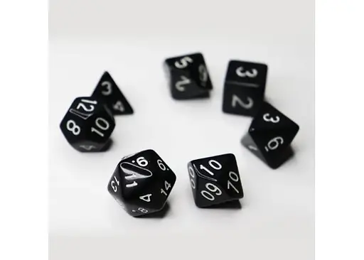 Набір кубиків Opaque 7 Dice Set - Black (w-white) , 7 шт. (g7dopaq04) - фото 3