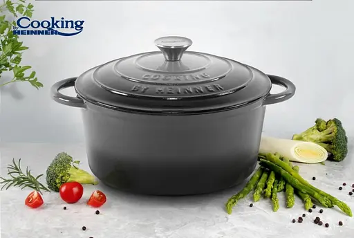 Каструля з кришкою Heinner Marble Grey чавунна емалірована сірий мармур (HR-ZVC-S24) - фото 5