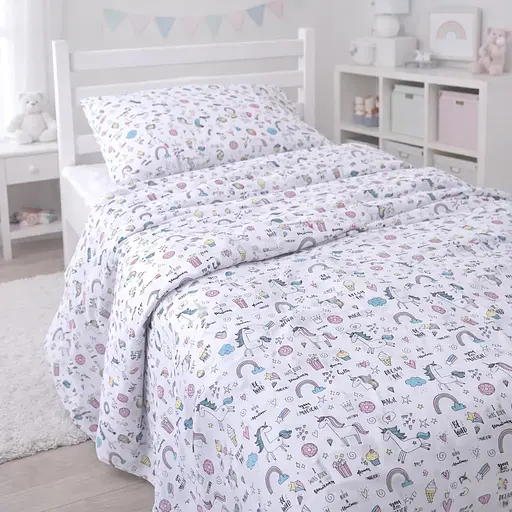 Пододеяльник бязь MirSon Kids Time Tiny Unicorn pink 110х140 см (2200012579701) - фото 1