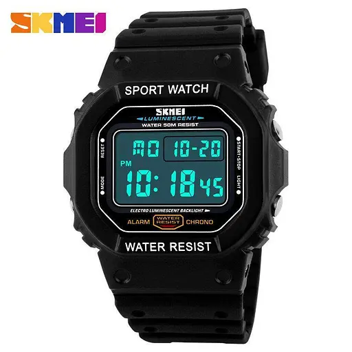 Мужские спортивные часы Skmei 1134 (Черные с белым экраном) - фото 4