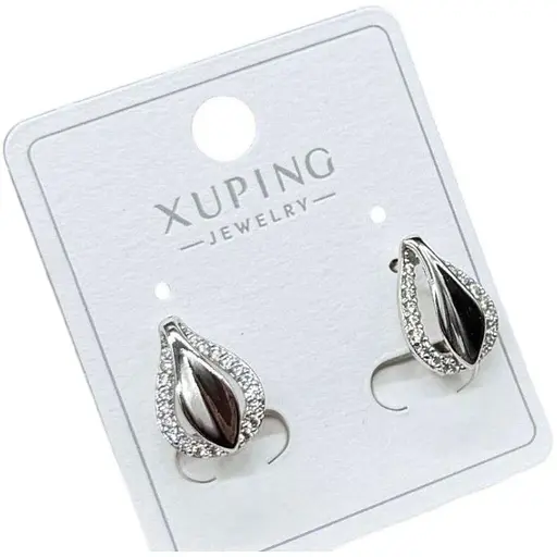 Сережки Xuping Краплі з камінцями з медичної сталі під срібло - фото 1