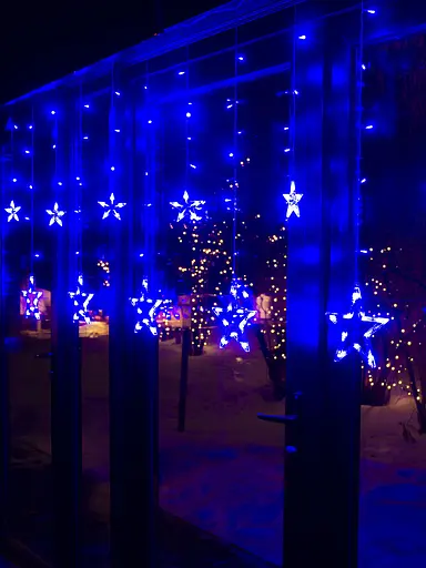 Гірлянда світлодіодна Бахрома на вікно Синя 3х0, 95х0, 55м 138 LED від мережі Зірки