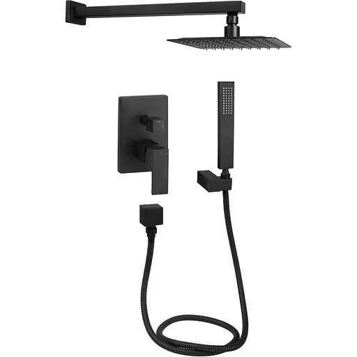 Душевая система скрытого монтажа Qtap Aquarius на два потребителя QTAQA64103NGB Black Matt, Черный матовый - фото 1