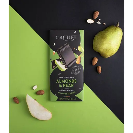 Шоколад Cachet Almonds & Pear 57% черный с миндалем и грушей 100 г  - фото 2