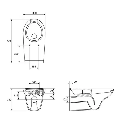 Подвесной унитаз Cersanit Etiuda для инвалидов K670-002 - фото 4
