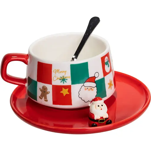 Чашка для латте-арту порцелянова Christmas 250 мл з блюдцем  FM-CS-10C - фото 2