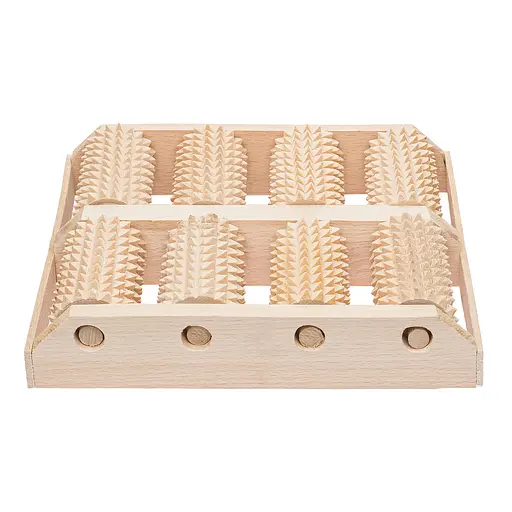 Масажер для ніг дерев'яний зубчастий на 8 роликів для двох ніг 25.5х25.5х5 см, Woodly 84980 - фото 9