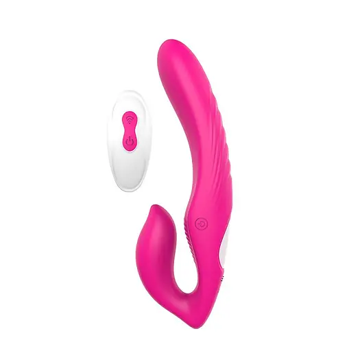 Безремневой страпон Vibes Of Love Remote Double Dipper 22 см розовый