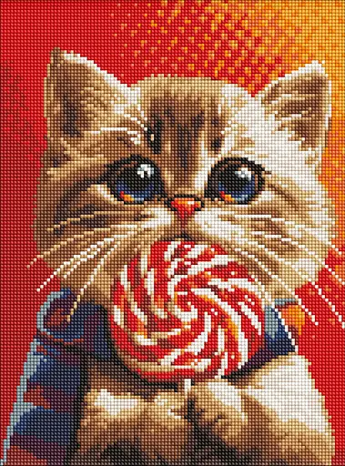Набор с алмазной мозаикой Котик с конфетой AMO7976 с АВ стразами, 30x40 см