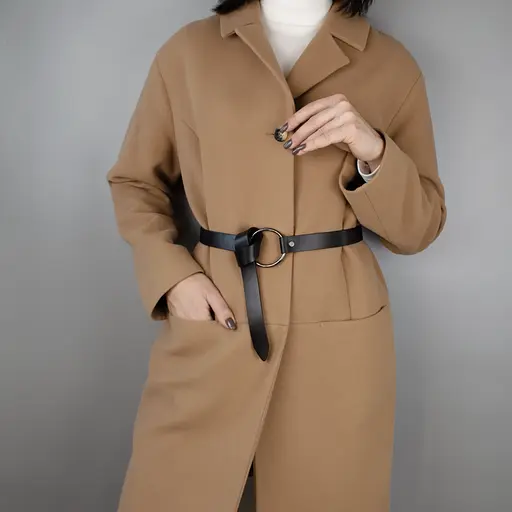 Жіночий ремінь з кільцем під сукню або піджак HC-2588 (130 см) шкіряний чорний - фото 3