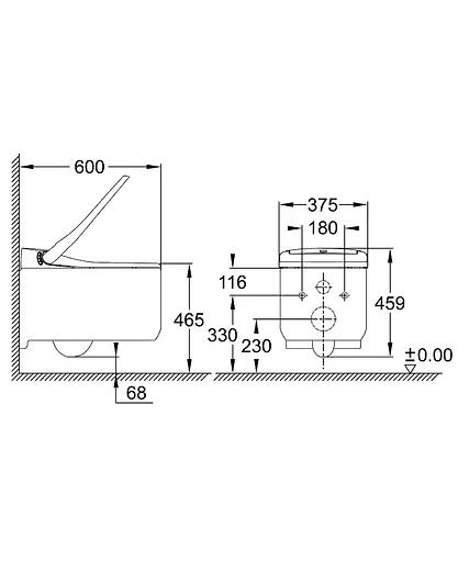 Унитаз-биде подвесной с ионизацией воздуха Grohe Sensia Arena 39354SH1, Белый - фото 4