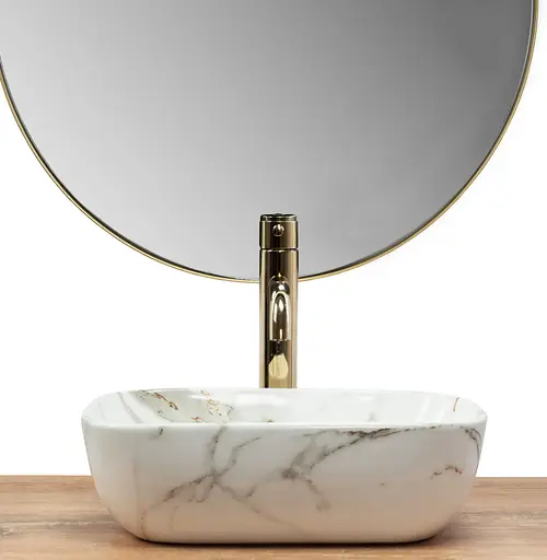Умивальник Rea Belinda Mini Shiny Aiax накладний мармур REA-U6505, Мармур - фото 4