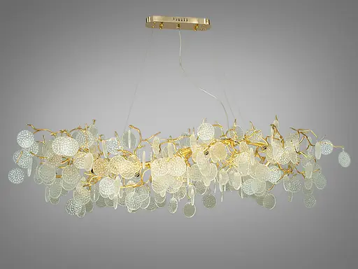 Аристократична кришталева люстра видовженої форми на 15 ламп, золото - фото 3