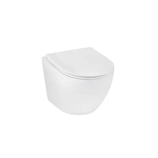 Унитаз подвесной Kroner Harz WHI493736 RIMLESS безободковый с сиденьем Slim Duroplast / Soft-close / Quick relase (KH493736WHIR), Белый - фото 1