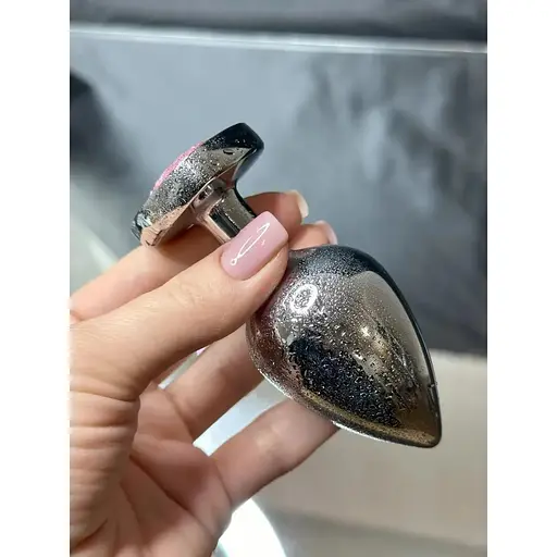 Анальне серце пробка металева із каменем S - фото 4