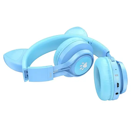 Бездротові навушники з мікрофоном Hoco W39 Bluetooth 5.3 AUX 10H RGB Blue (1966352993) - фото 2