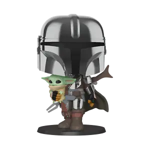 Фигурка Funko Pop Мандалорец с малышом Йодой Mandalorian with the child 25 см MMWC 25 - фото 2