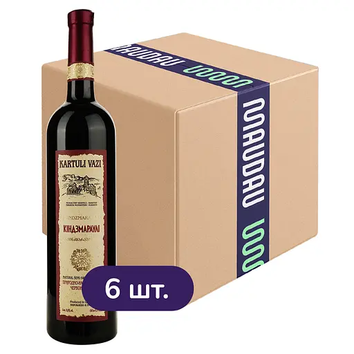 Упаковка вина Kartuli Vazi Киндзмараули красное полусладкое 4.5 л (0.75 л х 6 шт.) - фото 1