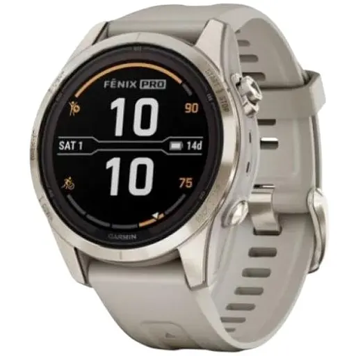 Смарт-часы Garmin Fenix 7S Sapphire Solar Soft Gold w. Light Sand Band (010-02776-14/15)