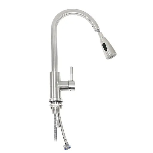 Смеситель для кухни U-гусак выдвижной 2 режима гайка Ø35 Frap 1/10 F60899-1 Нержавеющая сталь - фото 1