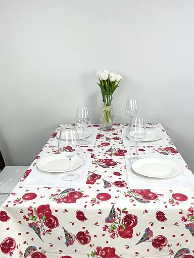Водоотталкивающая Скатерть Гранатовый принт 220х140 см (+ 4 салфетки 30х40) - фото 8
