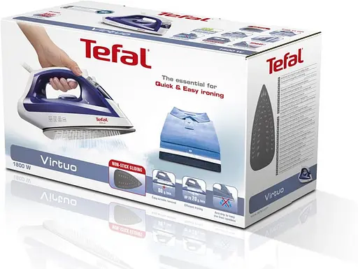 Праска парова Tefal FV1711 антипригарна підошва 1800 Вт паровий удар 80 г/хв 1 шт. біло-синій (28110-IS) - фото 6