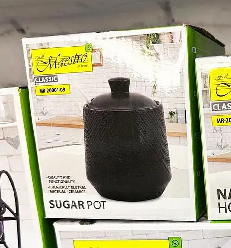 Цукорниця з ложкою Maestro MR-20001-09 керамічна 300 мл Чорна - фото 4