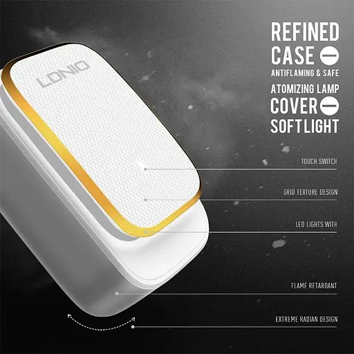 Блок Адаптер сетевой - ночник Ldnio Micro USB Cable Touch Light A2205 2 USB набор белый - фото 8