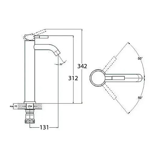 Змішувач для раковини WEZER EKO11C-01-BLACK - фото 2