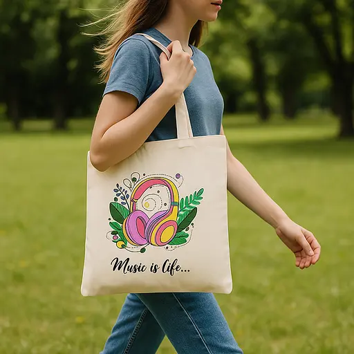 Набор, экосумка-раскраска, «Music is Life», хлопок 220 г/м2, 38х42см, ROSA Talent [CD] - фото 7