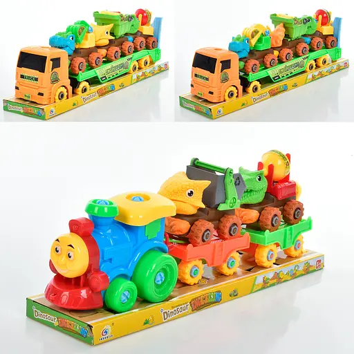 Конструктор на шурупах, машинка-динозавр, 11 см, отвертка, ключ, в слюде, 43x15x10 см (в ассортименте)