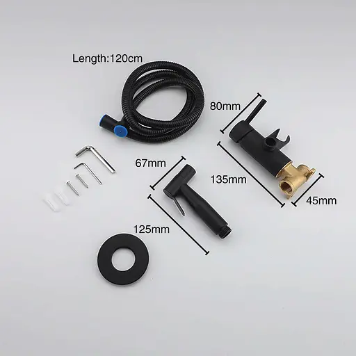 Набір гігієнічного душу прихованого монтажу Wezer EKO9В-01-BLACK нержавіюча сталь, чорний, Чорний матовий - фото 3