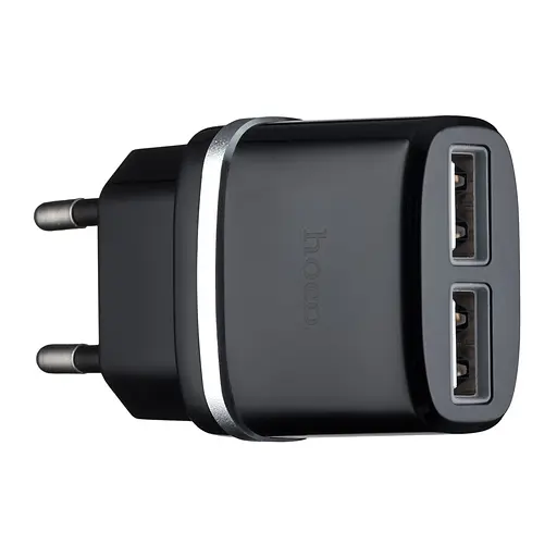 Сетевое зарядное устройство Hoco C12 Smart dual USB charger (EU) 2USB 2.4A Черный - фото 1