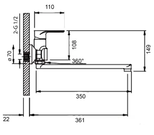 Смеситель для ванной Qtap Jay, Chrome/White (k35) с душевым гарнитуром QTJAY2601CRW45552 - фото 7