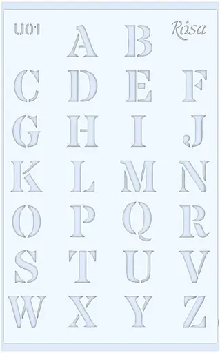 Трафарет багаторазовий універсальний №U01 Алфавіти 13×20 прозорий 0,5мм Rosa Talent - фото 1