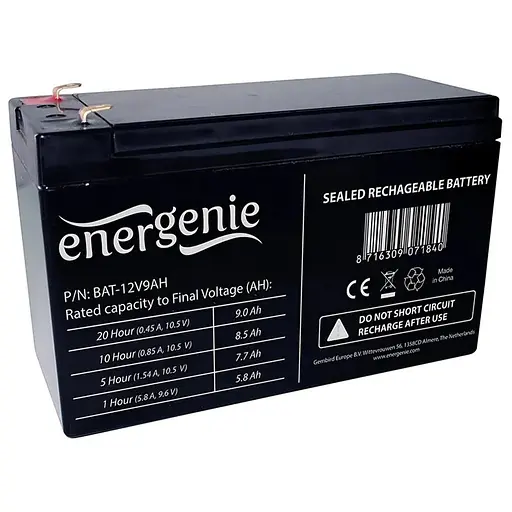Батарея для ДБЖ 12В 9Ач EnerGenie 64x94x150 (ШхВхД) BAT-12V9AH