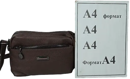 Женская кожаная сумка Borsacomoda на плечо темно-коричневая sum0028718 - фото 10