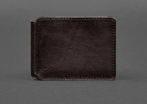 Кожаное портмоне 13.0 зажим темно-коричневый краст - фото 1