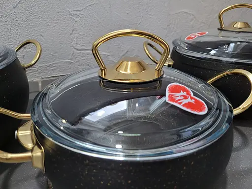 Набір каструль Casa Royal Gold Beaty G-UKR2020 із покриттям Bio Granit Чорний - фото 5